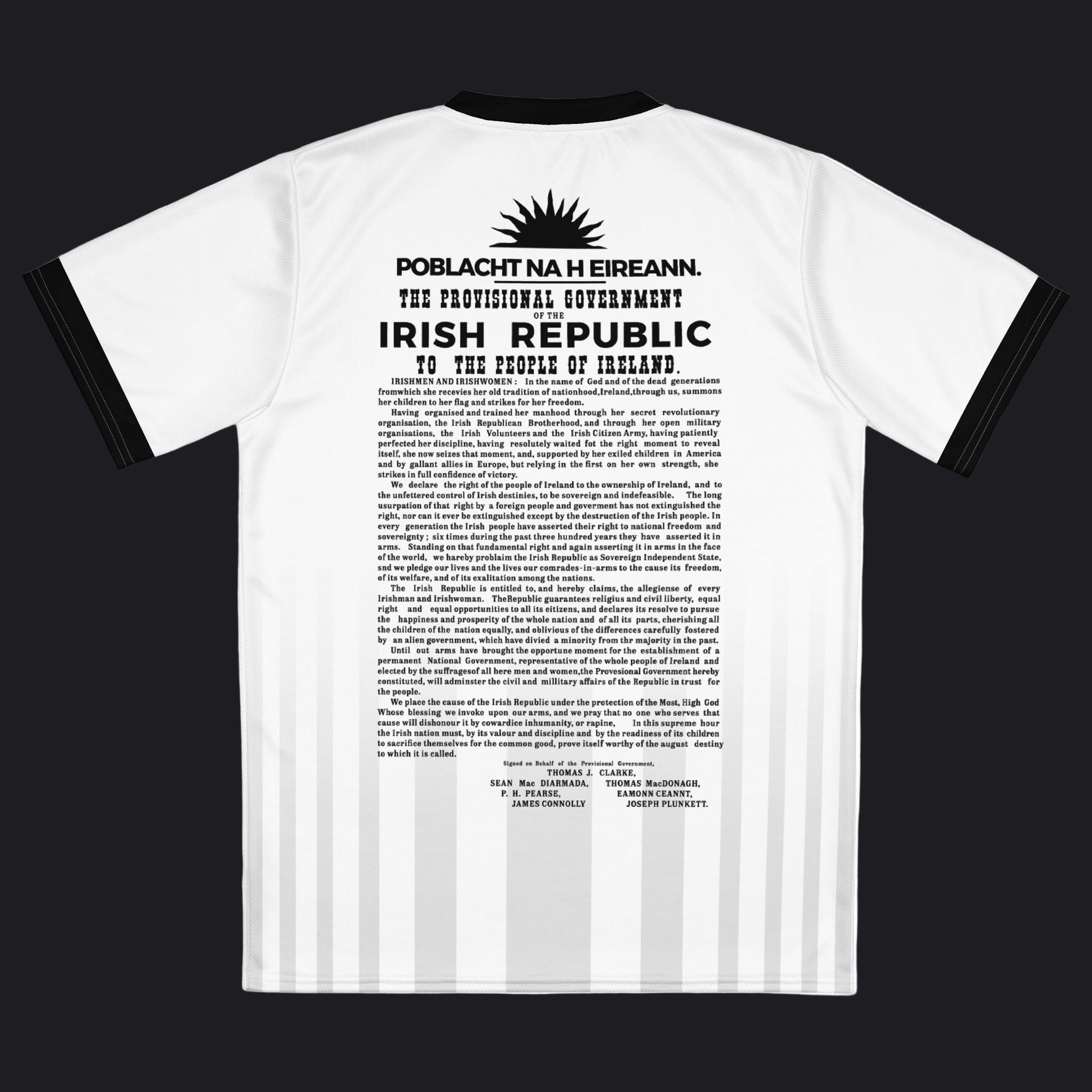 Eirin Apparel Unisex Jersey Eirin 'Irish Republic' Proclamation Jersey – White/Black