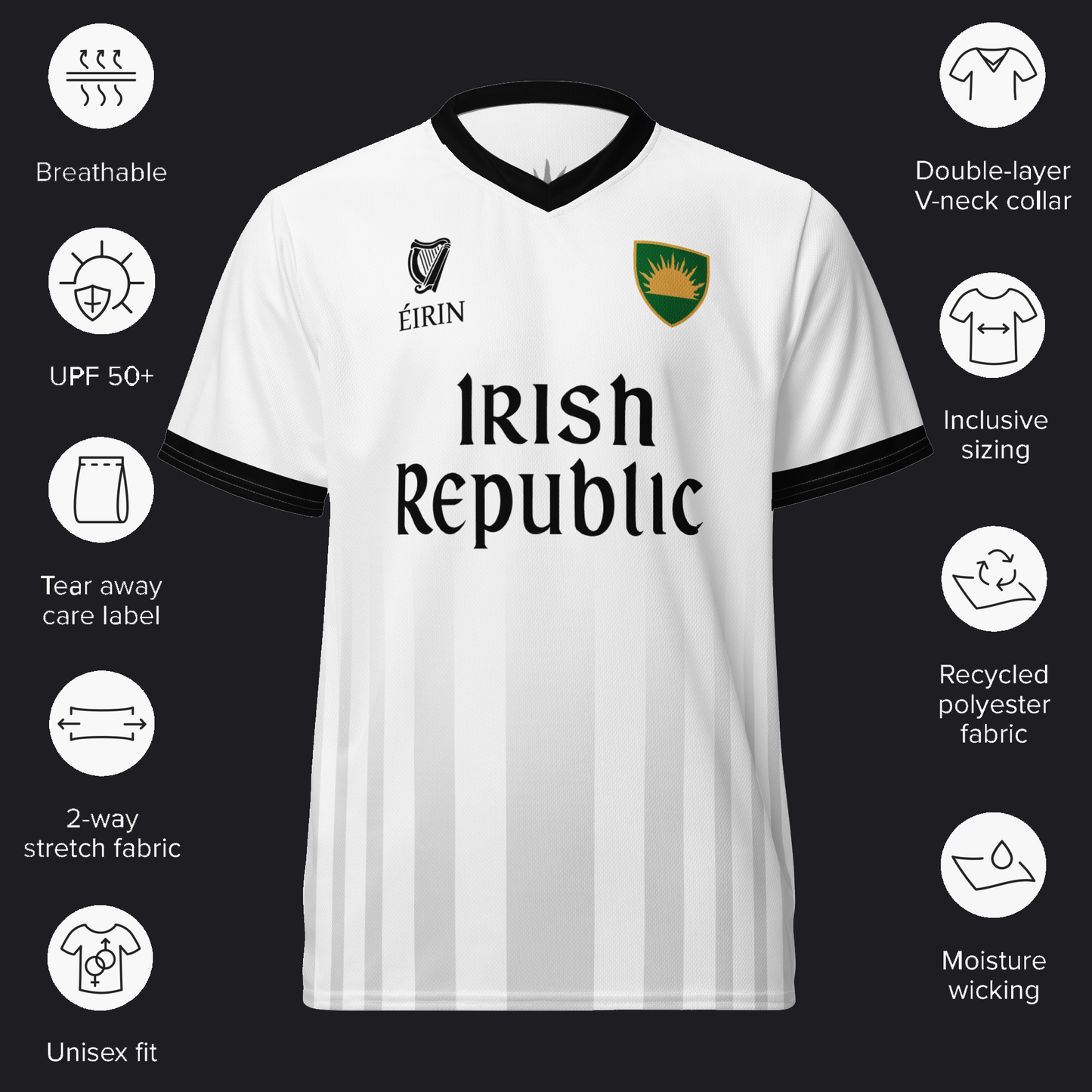 Eirin Apparel Unisex Jersey Eirin 'Irish Republic' Proclamation Jersey – White/Black