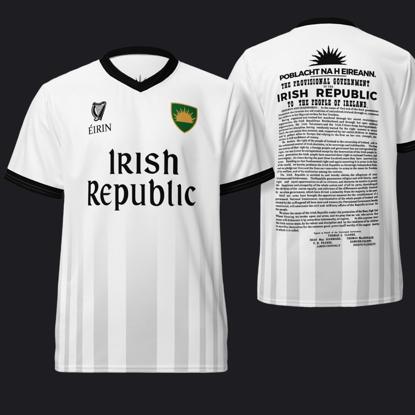 Eirin Apparel Unisex Jersey Eirin 'Irish Republic' Proclamation Jersey – White/Black