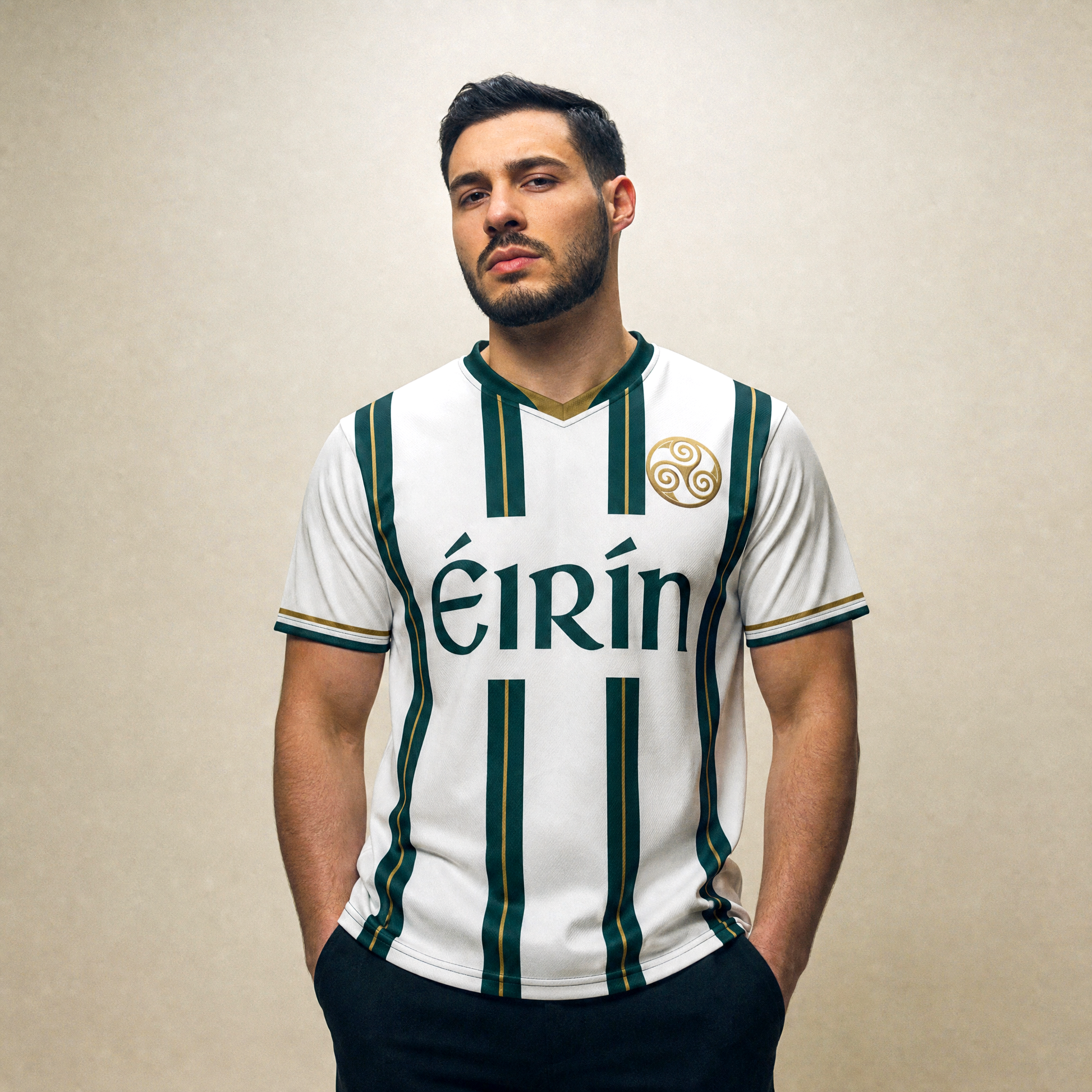Eirin Apparel Unisex Jersey Triskele Heritage Jersey – Ivory Gold