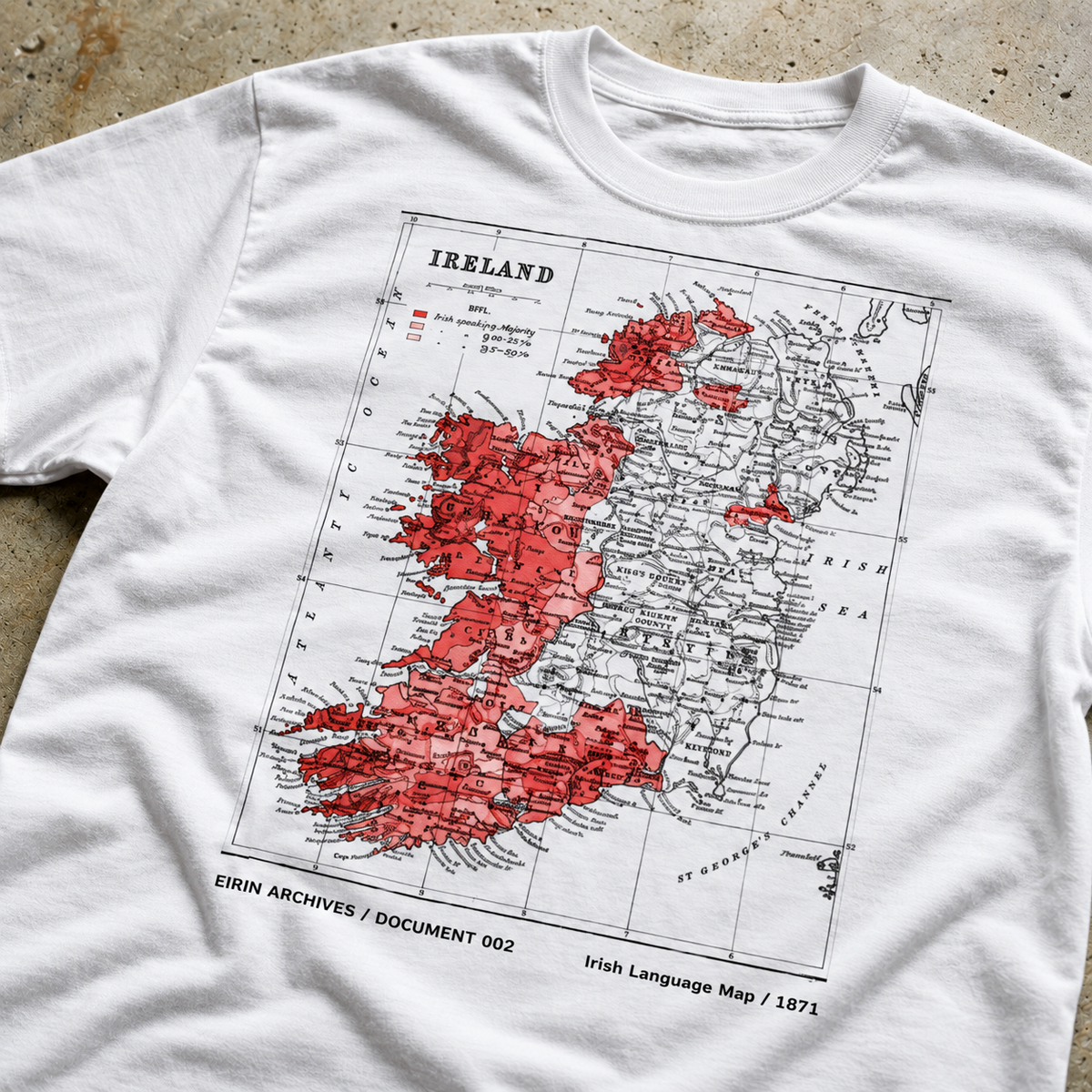 Eirin Apparel Unisex T-Shirt EIRIN ARCHIVES 6 / DOCUMENT 002 – Irish Language Map 1871