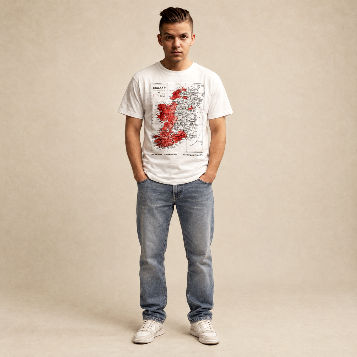 Eirin Apparel Unisex T-Shirt EIRIN ARCHIVES 6 / DOCUMENT 002 – Irish Language Map 1871