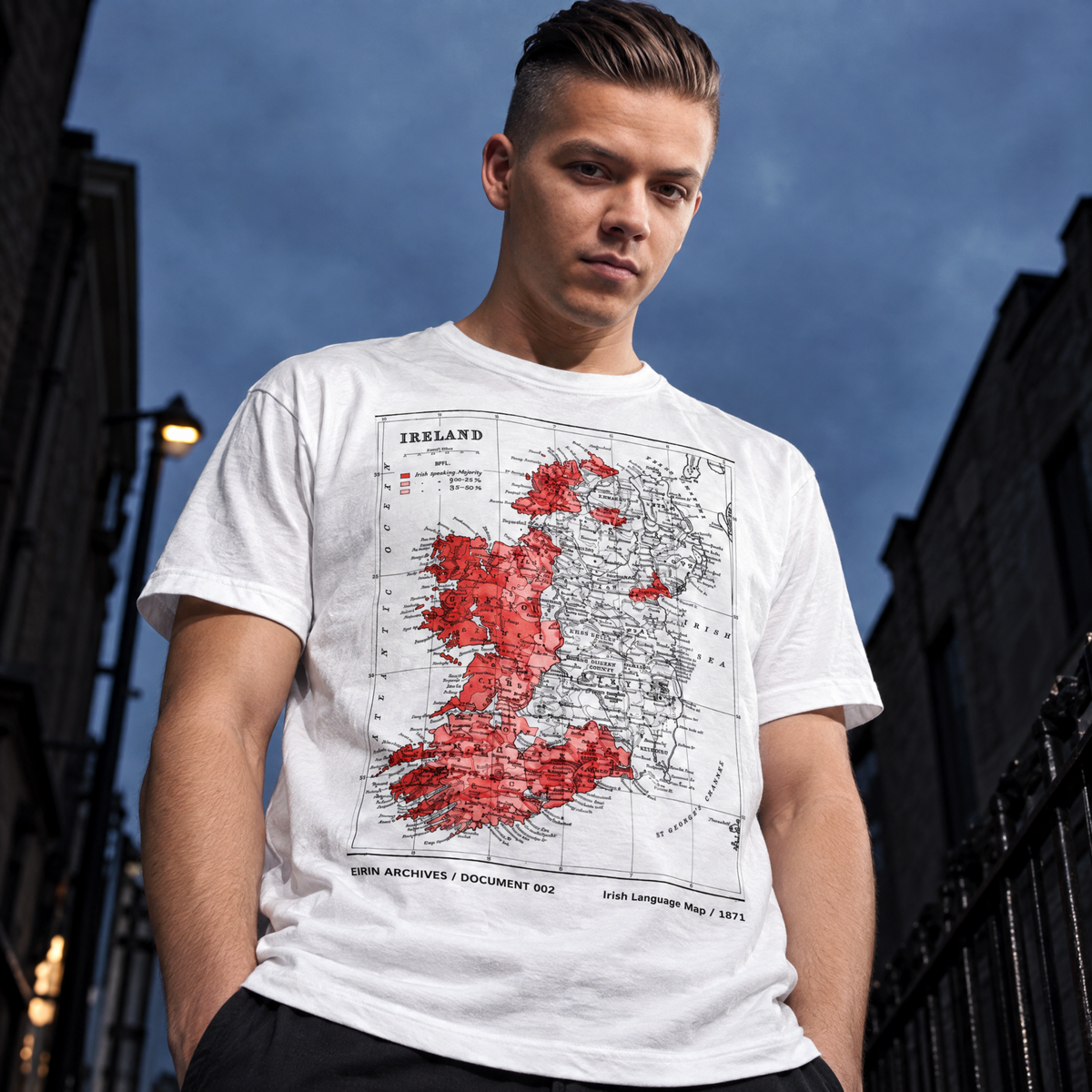 Eirin Apparel Unisex T-Shirt EIRIN ARCHIVES 6 / DOCUMENT 002 – Irish Language Map 1871