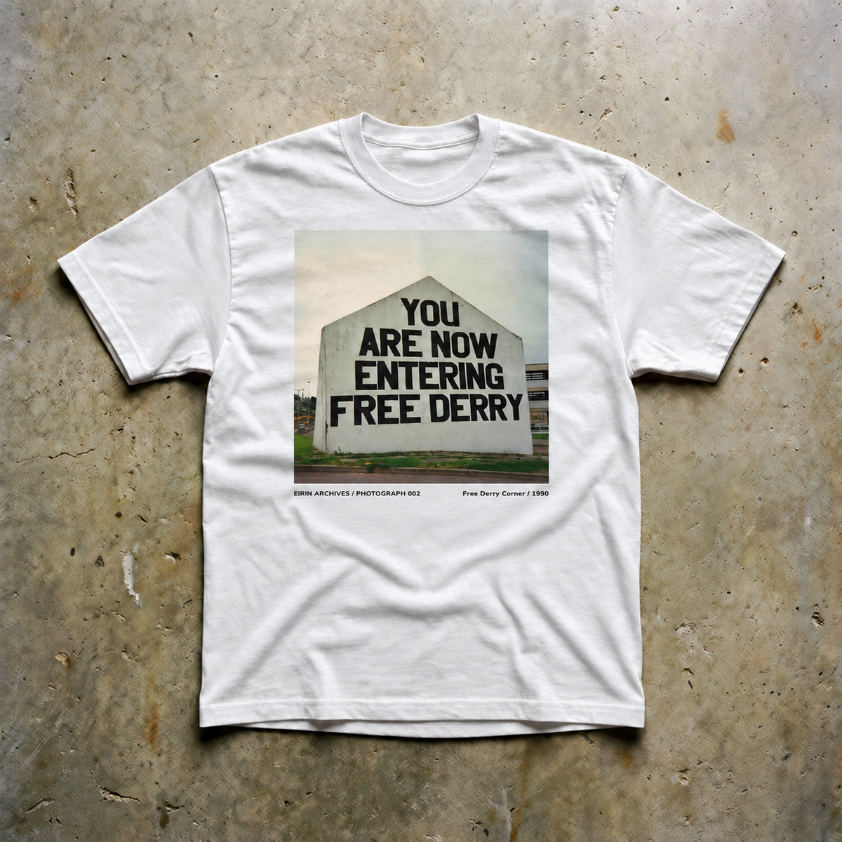 Eirin Apparel Unisex T-Shirt EIRIN ARCHIVES / PHOTOGRAPH 002 – Free Derry Corner 1990