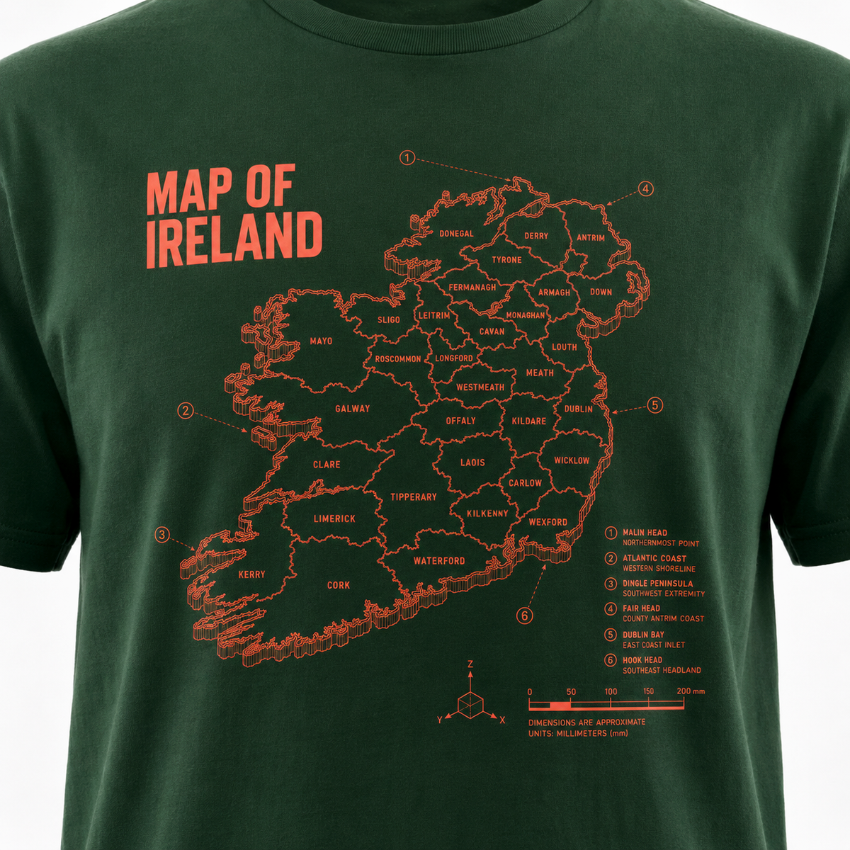 Eirin Apparel Unisex T-Shirt 'Technical' Map Of Ireland T-Shirt