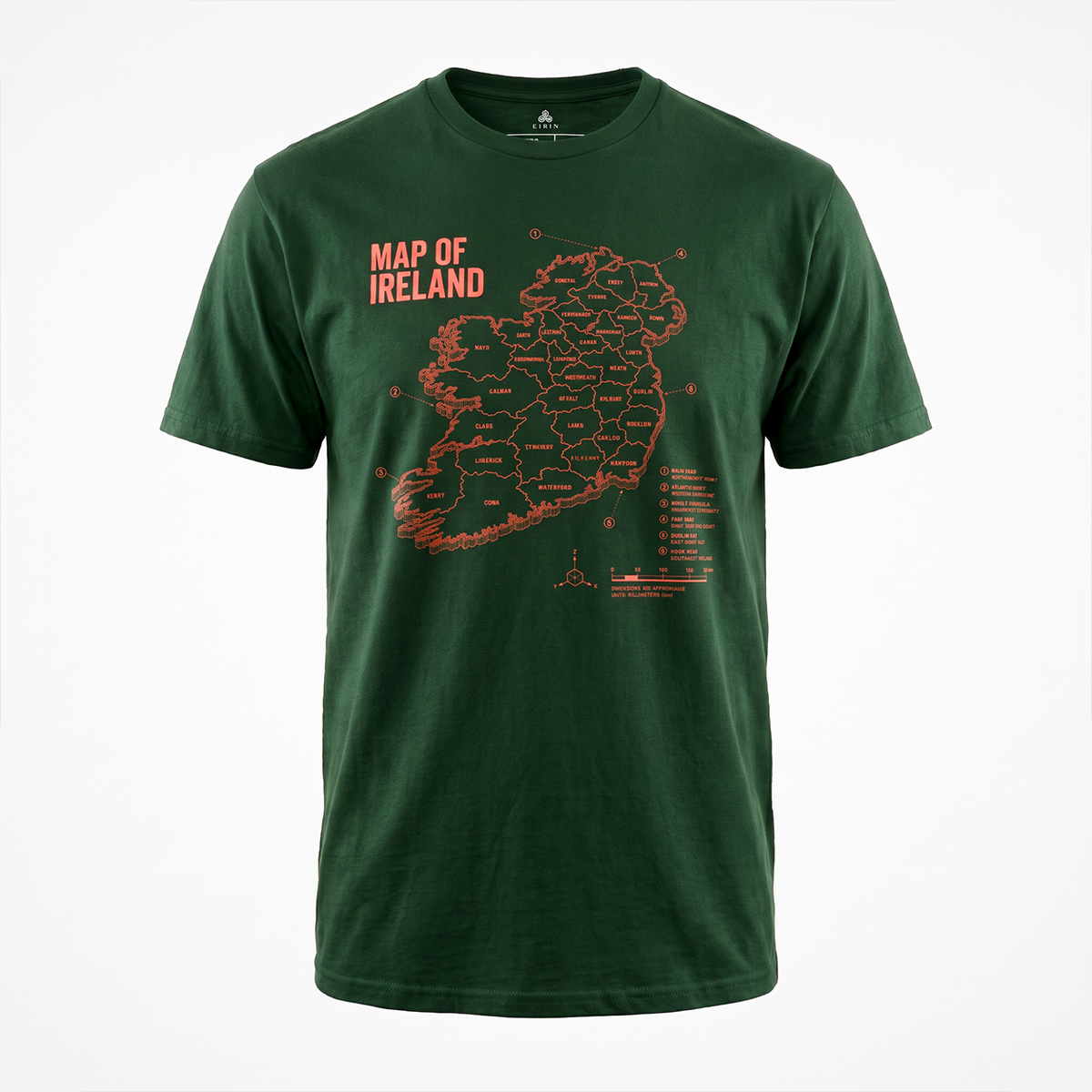 Eirin Apparel Unisex T-Shirt 'Technical' Map Of Ireland T-Shirt