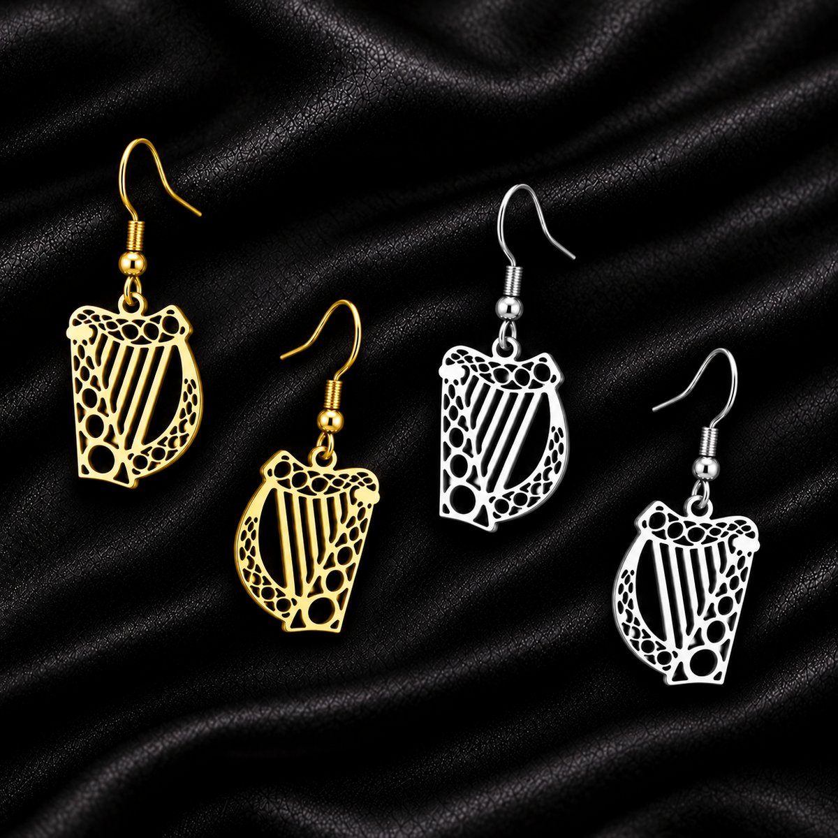 Eirin Apparel Women's Earrings Women's Irish Harp Earrings – 'Fuaim' (Sound)