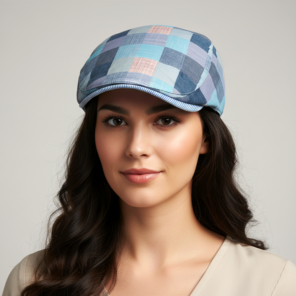 Eirin Apparel Women's Flat Cap Women's 'Laura Clay Collection' Celtic Flat Cap – Atlantic Pastels Patchwork