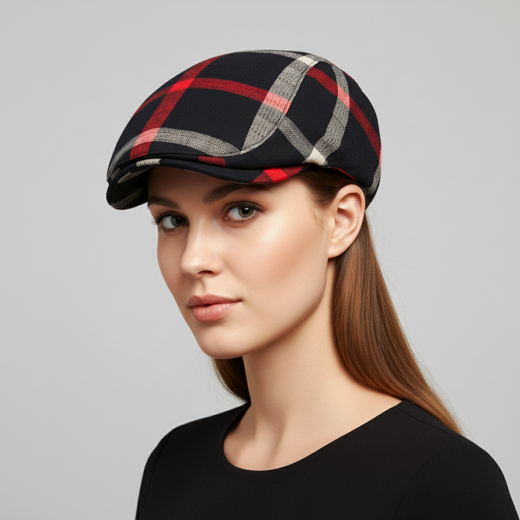 Eirin Apparel Women's Flat Cap Women's 'Laura Clay Collection' Celtic Flat Cap – Midnight Rowan Patchwork