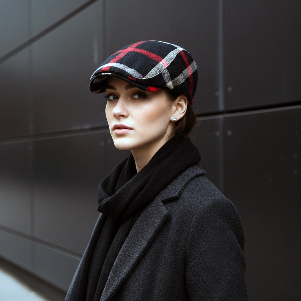 Eirin Apparel Women's Flat Cap Women's 'Laura Clay Collection' Celtic Flat Cap – Midnight Rowan Patchwork