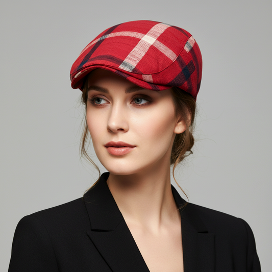 Eirin Apparel Women's Flat Cap Women's 'Laura Clay Collection' Celtic Flat Cap – Rowanberry Red Patchwork