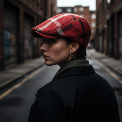 Eirin Apparel Women's Flat Cap Women's 'Laura Clay Collection' Celtic Flat Cap – Rowanberry Red Patchwork