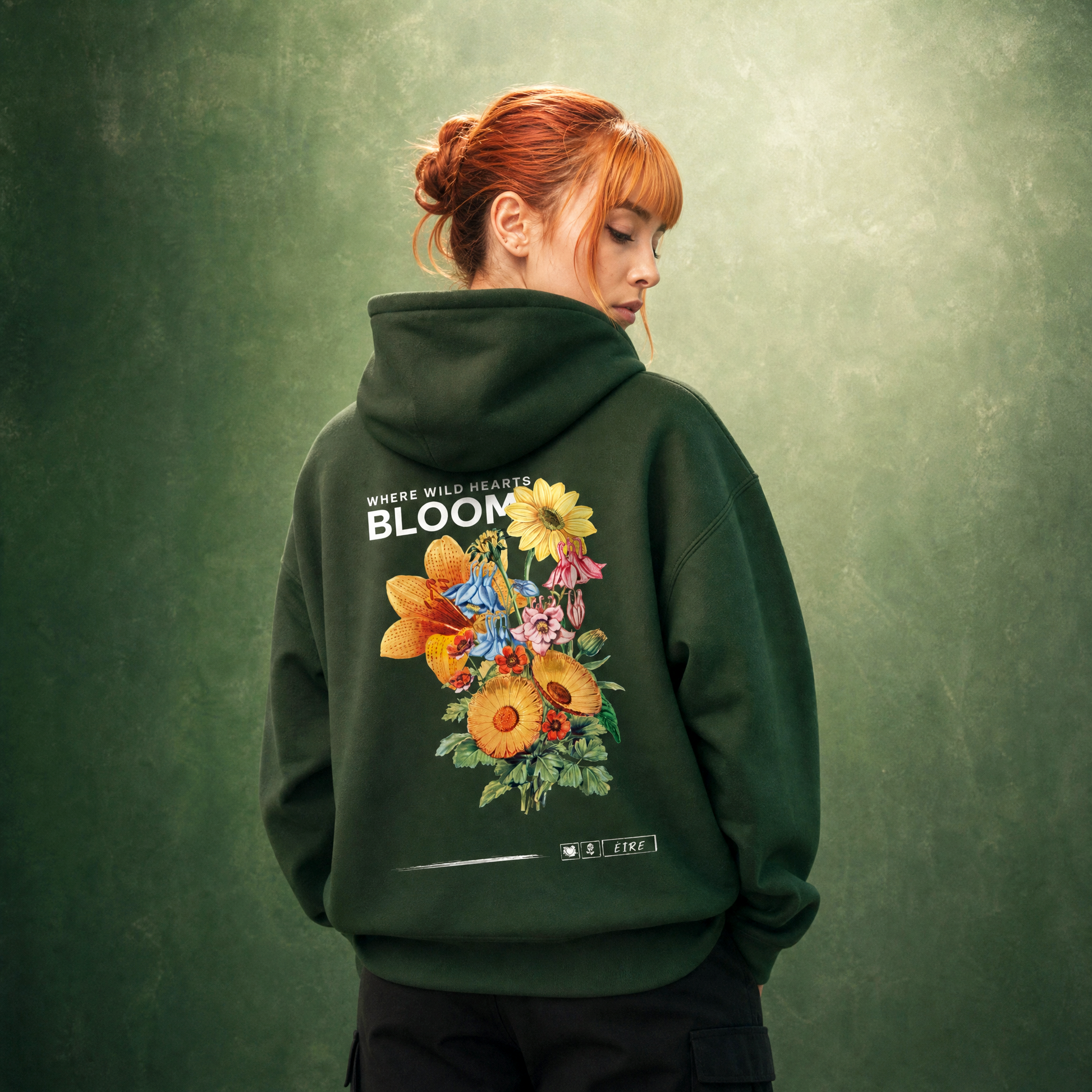 Eirin Apparel Women's Hoodie Forest Green / S 'Bloom' Zip-Up Hoodie