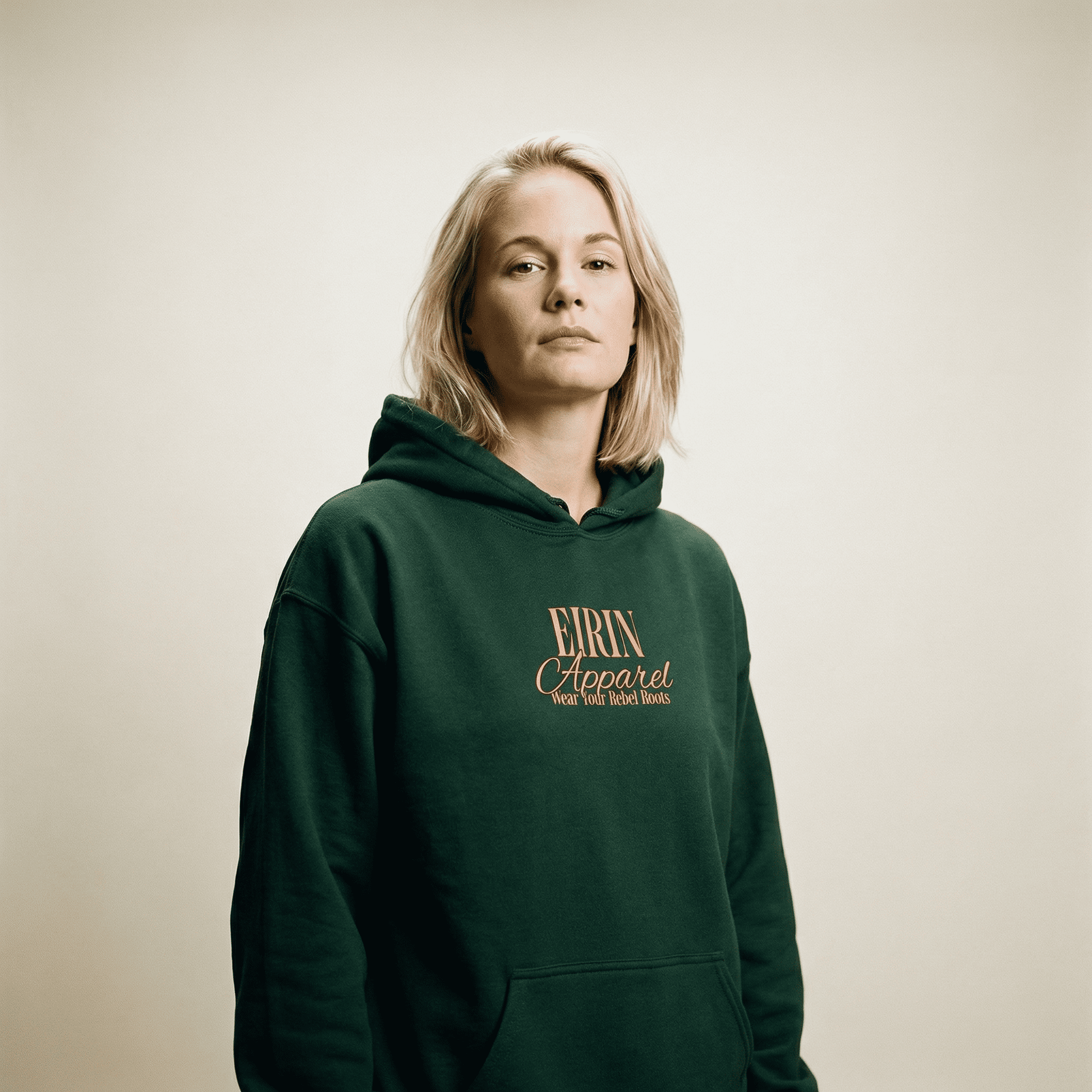 Eirin Apparel Women's Hoodie 'Rebel Roots' Hoodie - Green/Orange