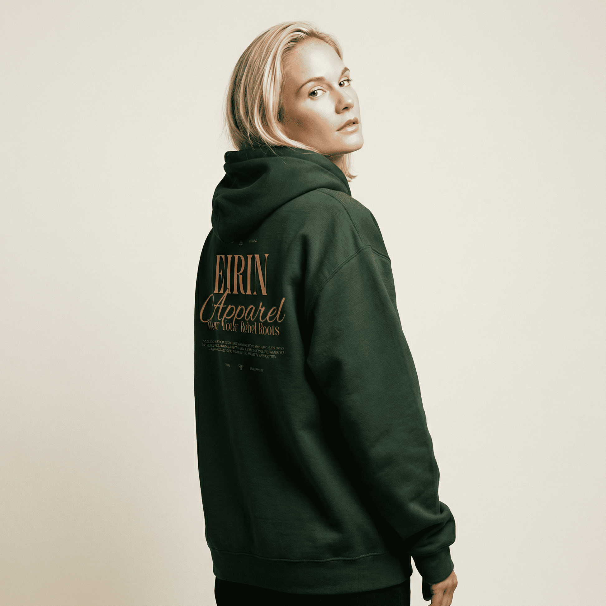 Eirin Apparel Women's Hoodie 'Rebel Roots' Hoodie - Green/Orange
