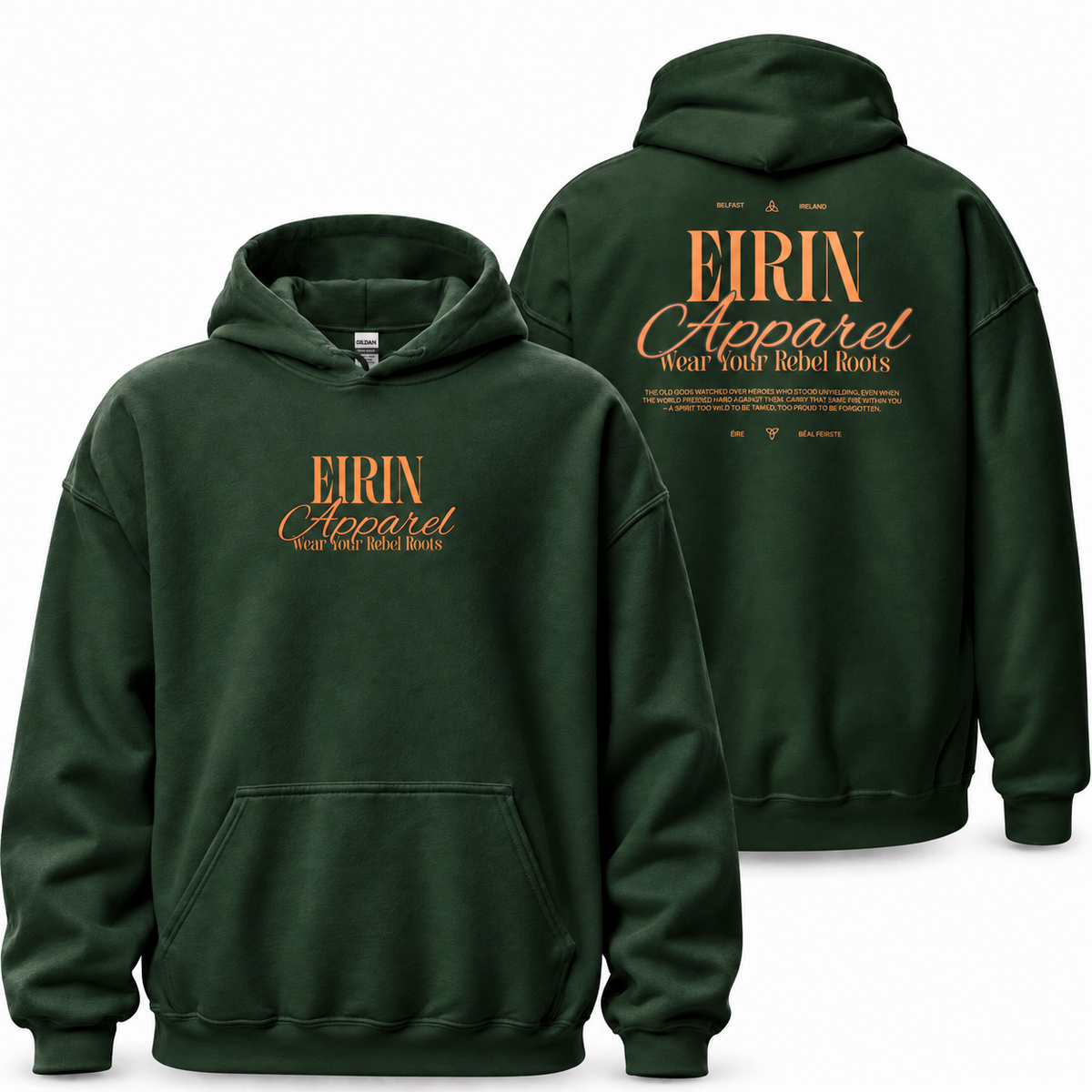 Eirin Apparel Women's Hoodie 'Rebel Roots' Hoodie - Green/Orange