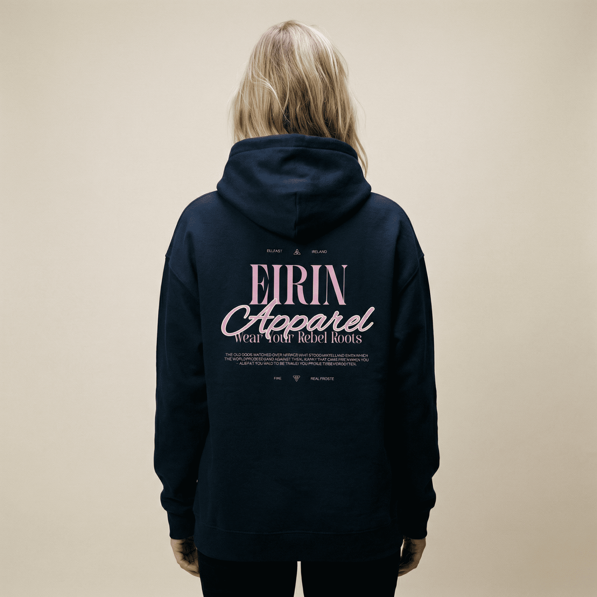 Eirin Apparel Women's Hoodie 'Rebel Roots' Hoodie - Navy/Pink