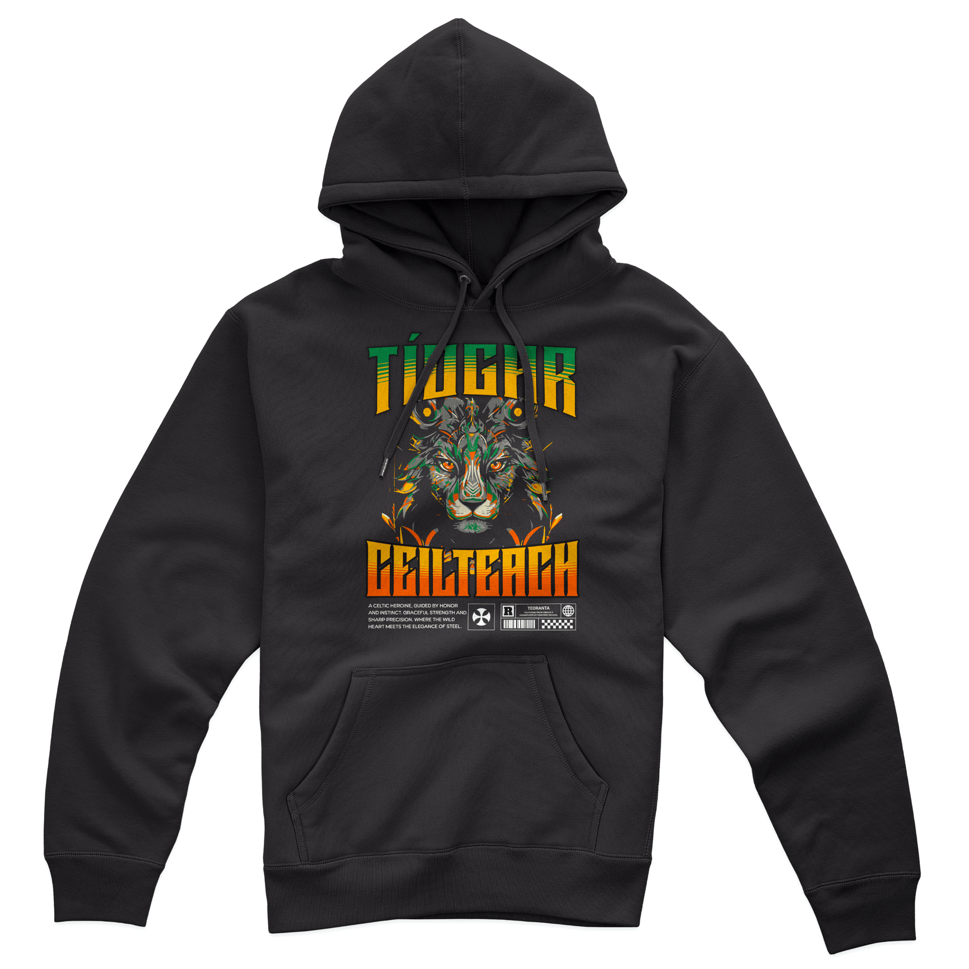 Eirin Apparel Women's Hoodie Women's Ceilteach Tíogar (Celtic Tiger) Celtic Totem Hoodie