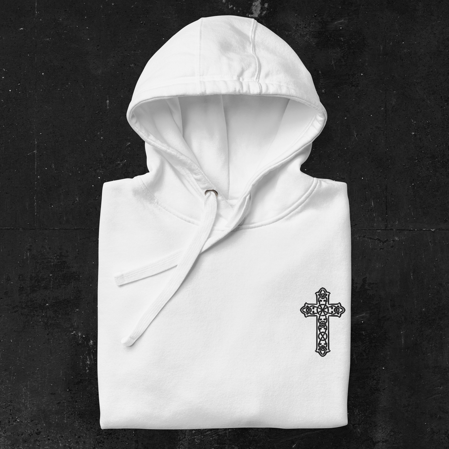 Eirin Apparel Women's Hoodie Women's Celtic Cross (Back Print) Embroidered White Hoodie