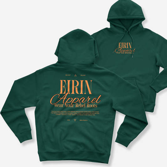 Eirin Apparel Women's Hoodie Women's Rebel Roots Supersoft Hoodie - Orange on Green