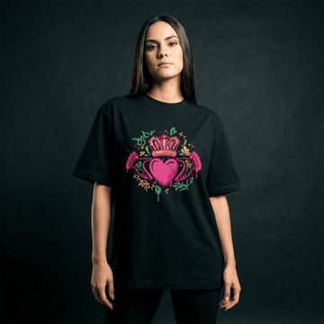 Eirin Apparel Women's Oversized T-Shirt Women's 'Bad Grá' Claddagh Graffiti Oversized T-Shirt