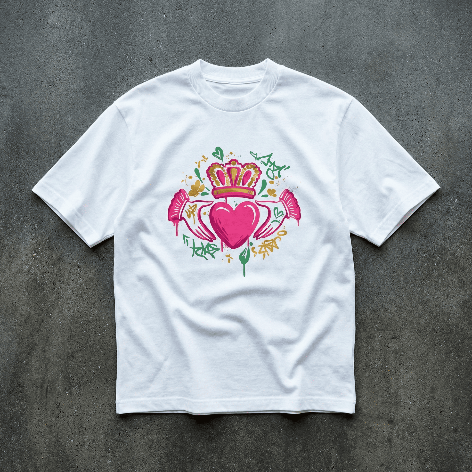 Eirin Apparel Women's Oversized T-Shirt Women's 'Bad Grá' Claddagh Graffiti Oversized T-Shirt