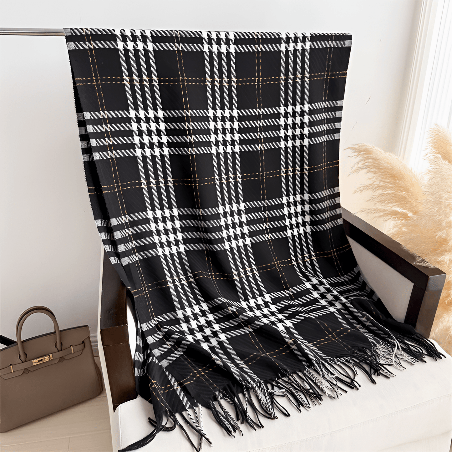 Eirin Apparel Women's Scarf Women's 'Eirin Weave' Celtic Houndstooth Scarf – Onyx Black