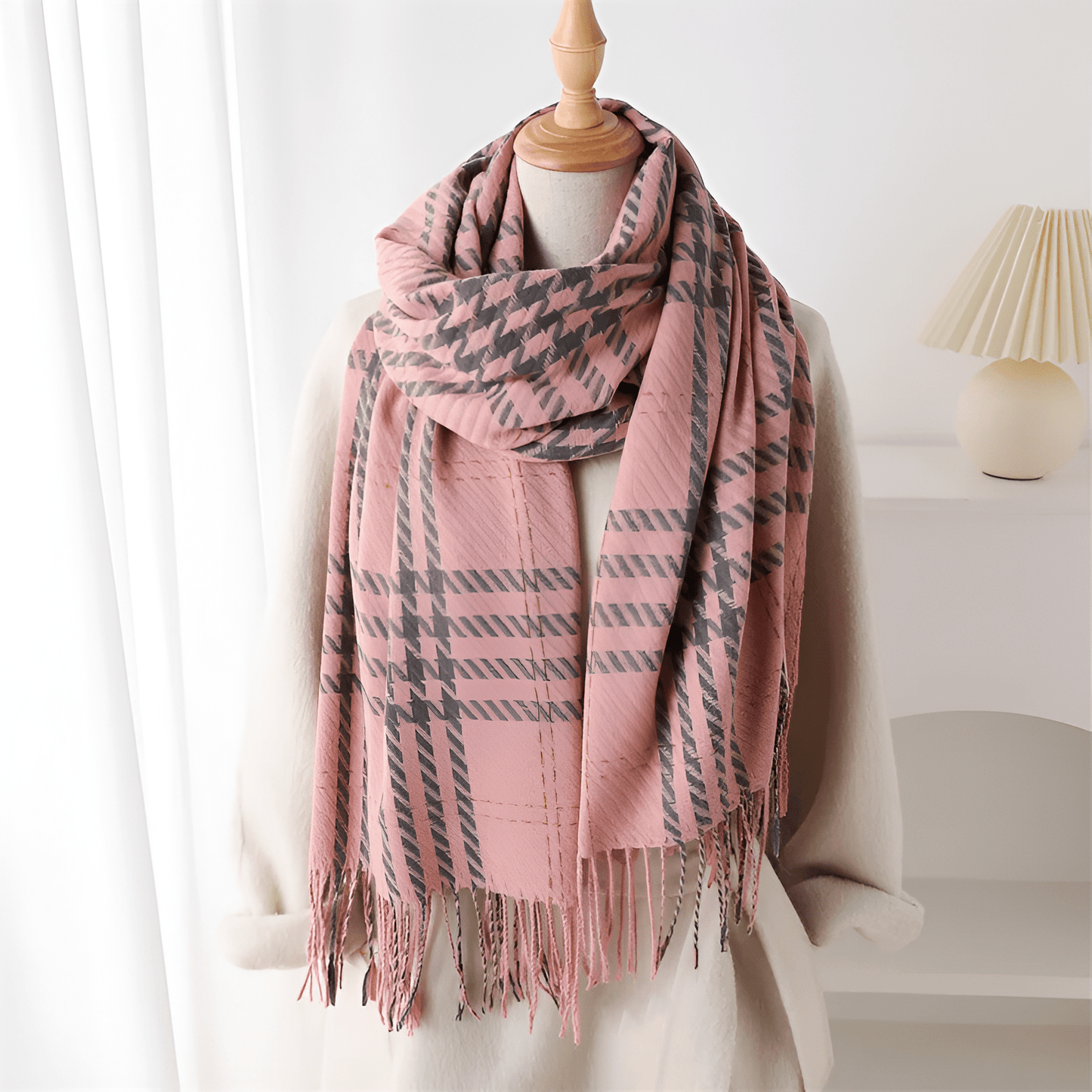 Eirin Apparel Women's Scarf Women's 'Eirin Weave' Celtic Houndstooth Scarf – Rose Pink