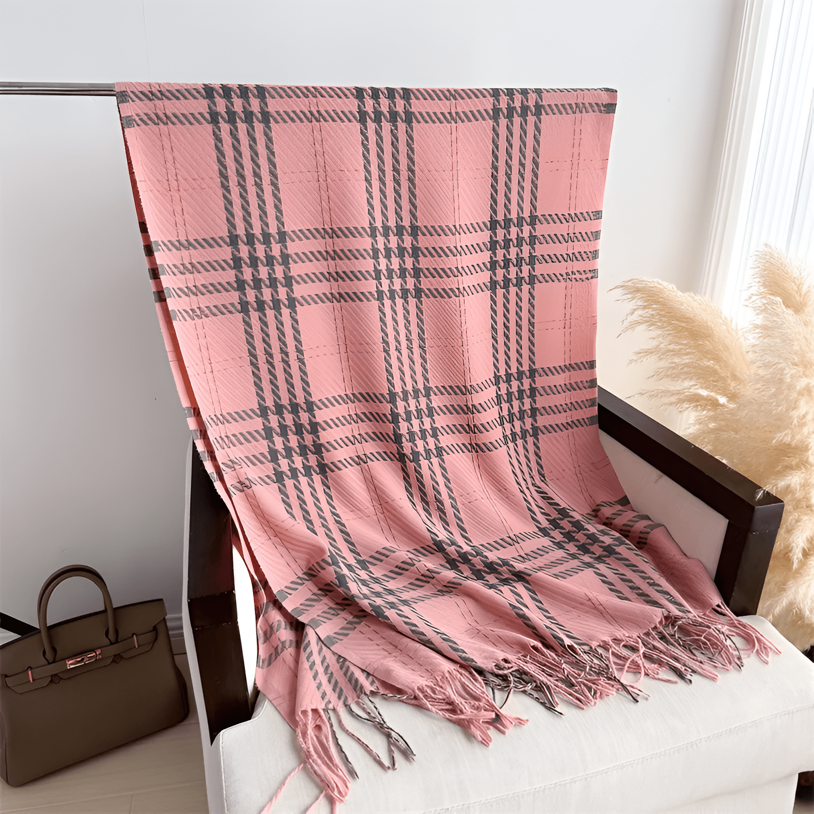 Eirin Apparel Women's Scarf Women's 'Eirin Weave' Celtic Houndstooth Scarf – Rose Pink