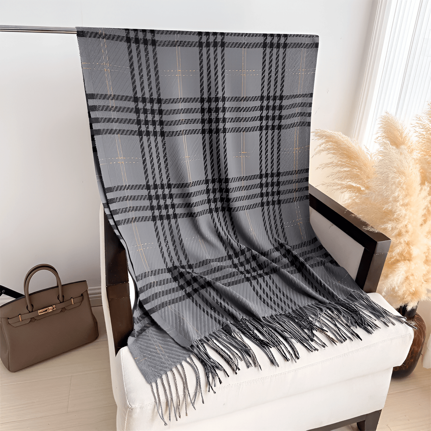 Eirin Apparel Women's Scarf Women's 'Eirin Weave' Celtic Houndstooth Scarf – Slate Grey