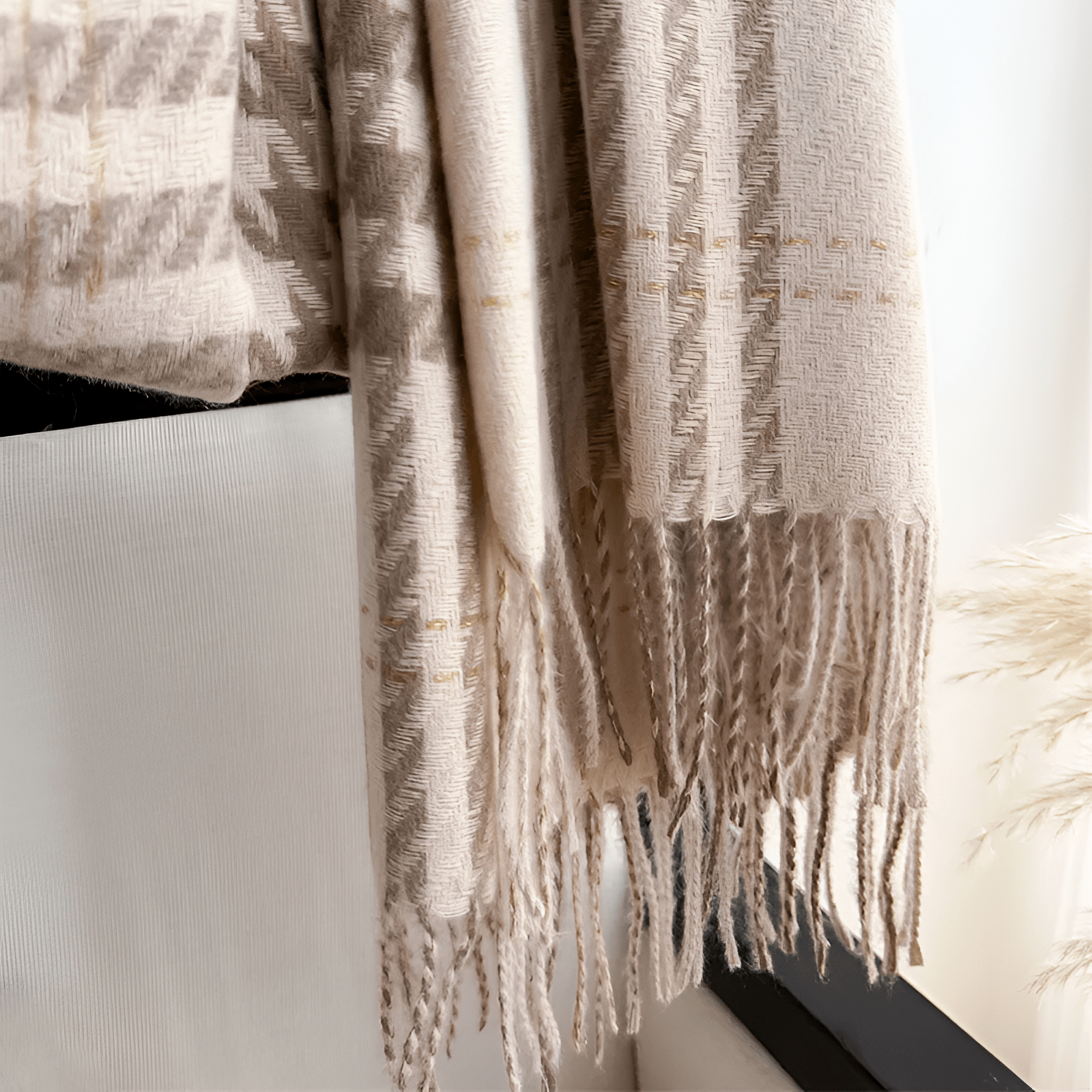 Eirin Apparel Women's Scarf Women's 'Eirin Weave' Celtic Houndstooth Scarf – Stone Cream