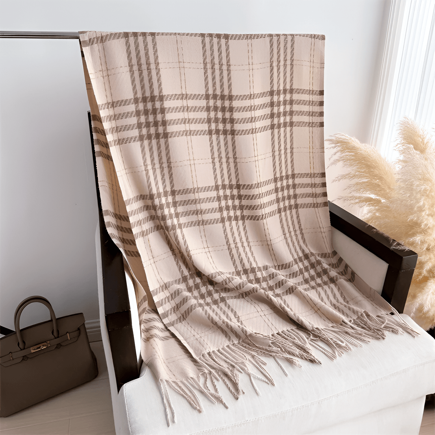 Eirin Apparel Women's Scarf Women's 'Eirin Weave' Celtic Houndstooth Scarf – Stone Cream