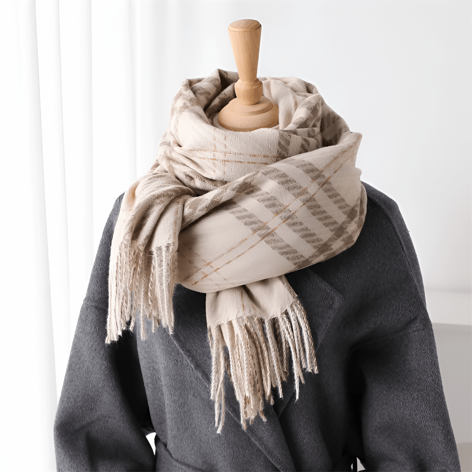 Eirin Apparel Women's Scarf Women's 'Eirin Weave' Celtic Houndstooth Scarf – Stone Cream