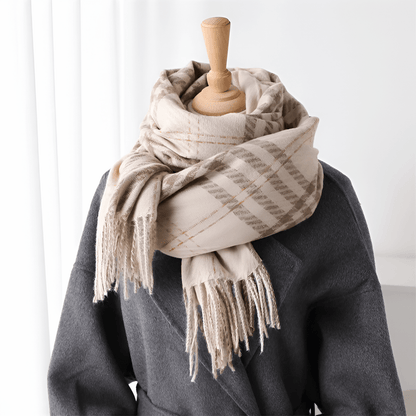 Eirin Apparel Women's Scarf Women's 'Eirin Weave' Celtic Houndstooth Scarf – Stone Cream