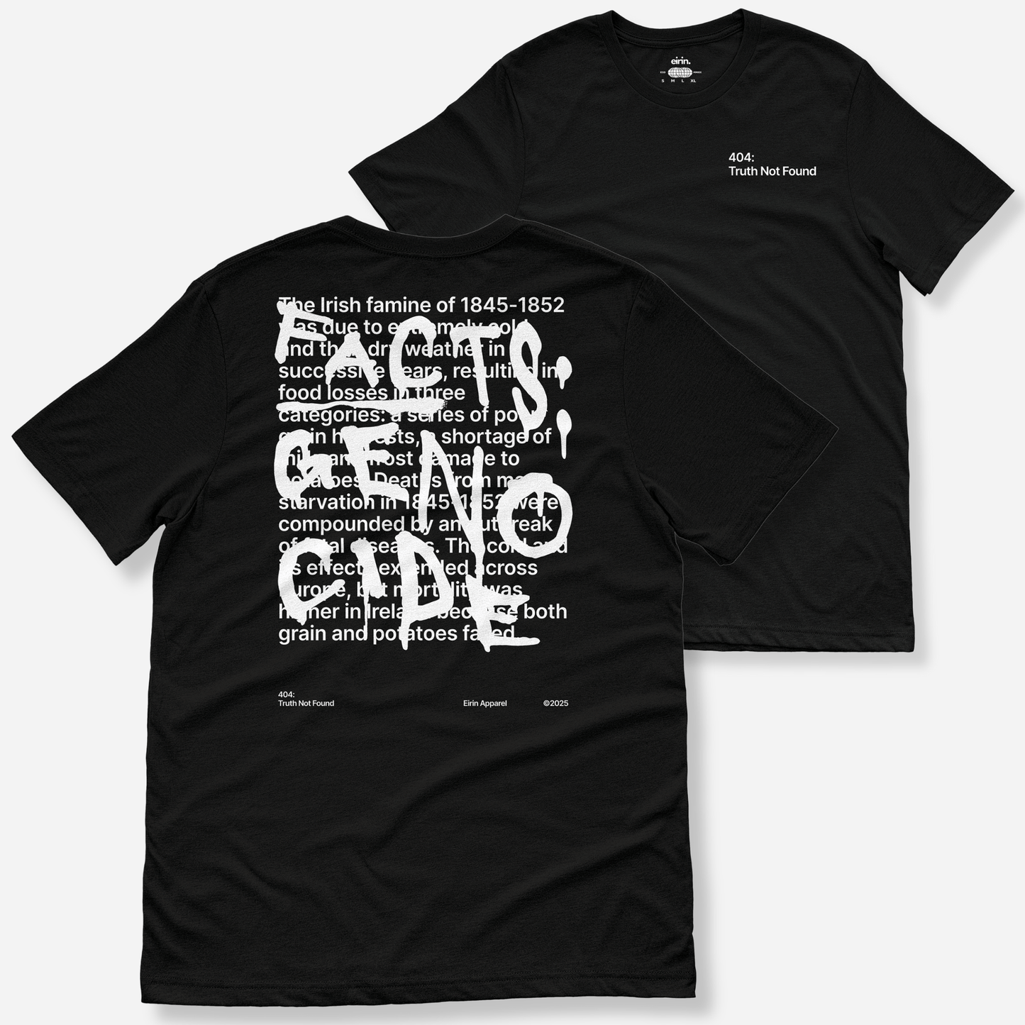 Eirin Apparel Women's T-Shirt Black / S Women’s '404: Truth Not Found' T-Shirt – Irish Genocide Not Famine Awareness