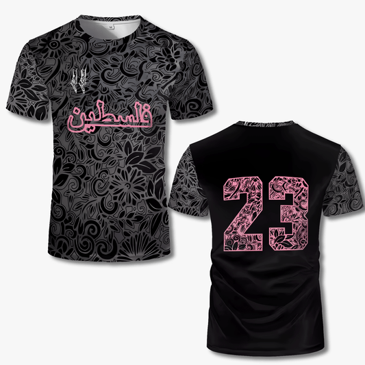 Eirin Apparel Women's T-Shirt Falasteen '23 – Women's Palestine Unity Jersey Midnight Bloom