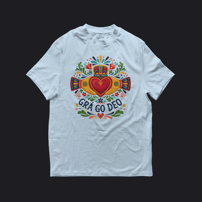 Eirin Apparel Women's T-Shirt Light Blue / S Women's Boho Claddagh 'Grá go Deo' Gaelic T-Shirt