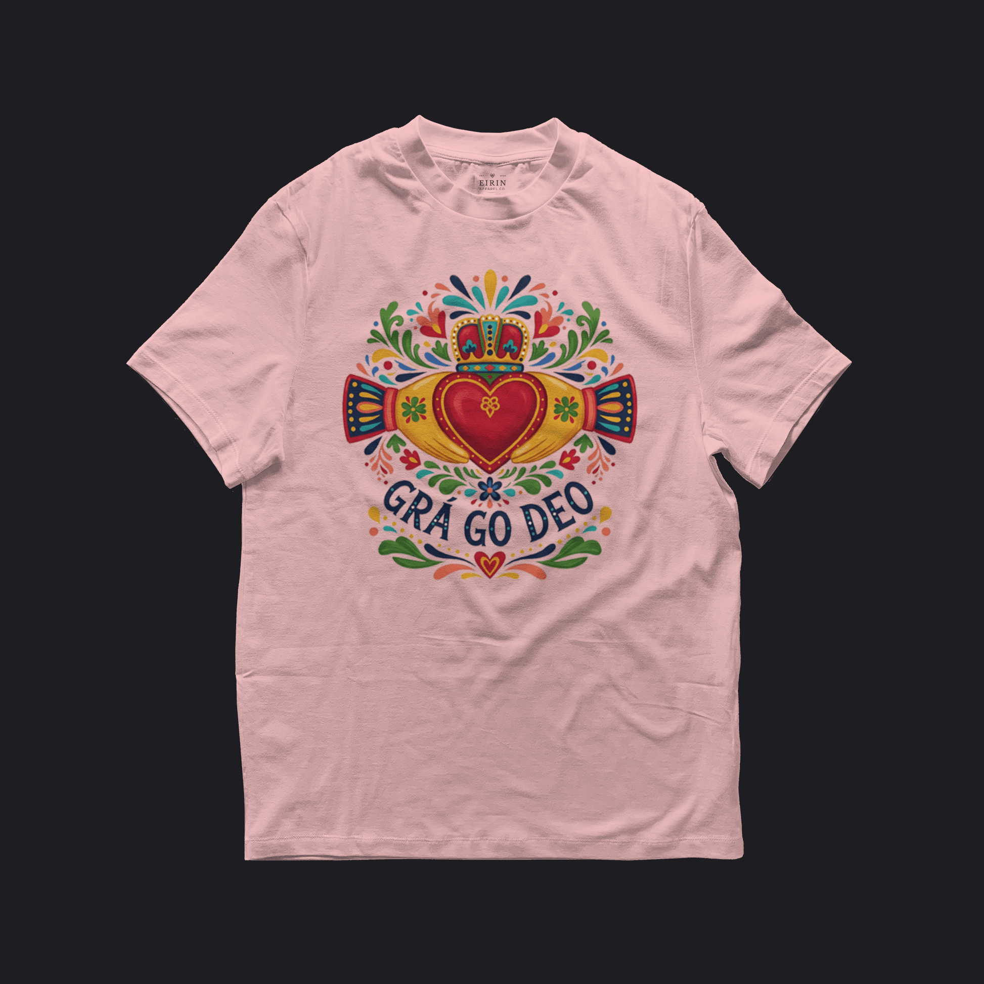 Eirin Apparel Women's T-Shirt Light Pink / S Women's Boho Claddagh 'Grá go Deo' Gaelic T-Shirt