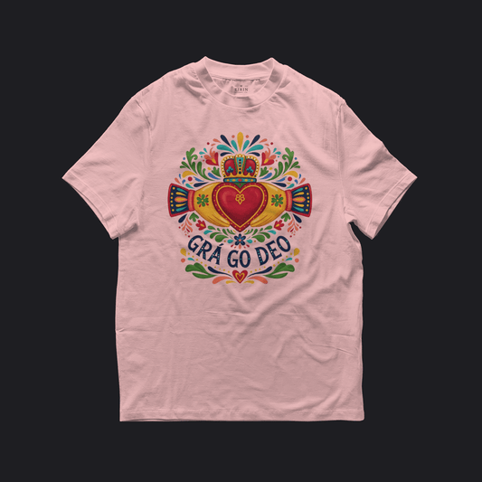 Eirin Apparel Women's T-Shirt Light Pink / S Women's Boho Claddagh 'Grá go Deo' Gaelic T-Shirt