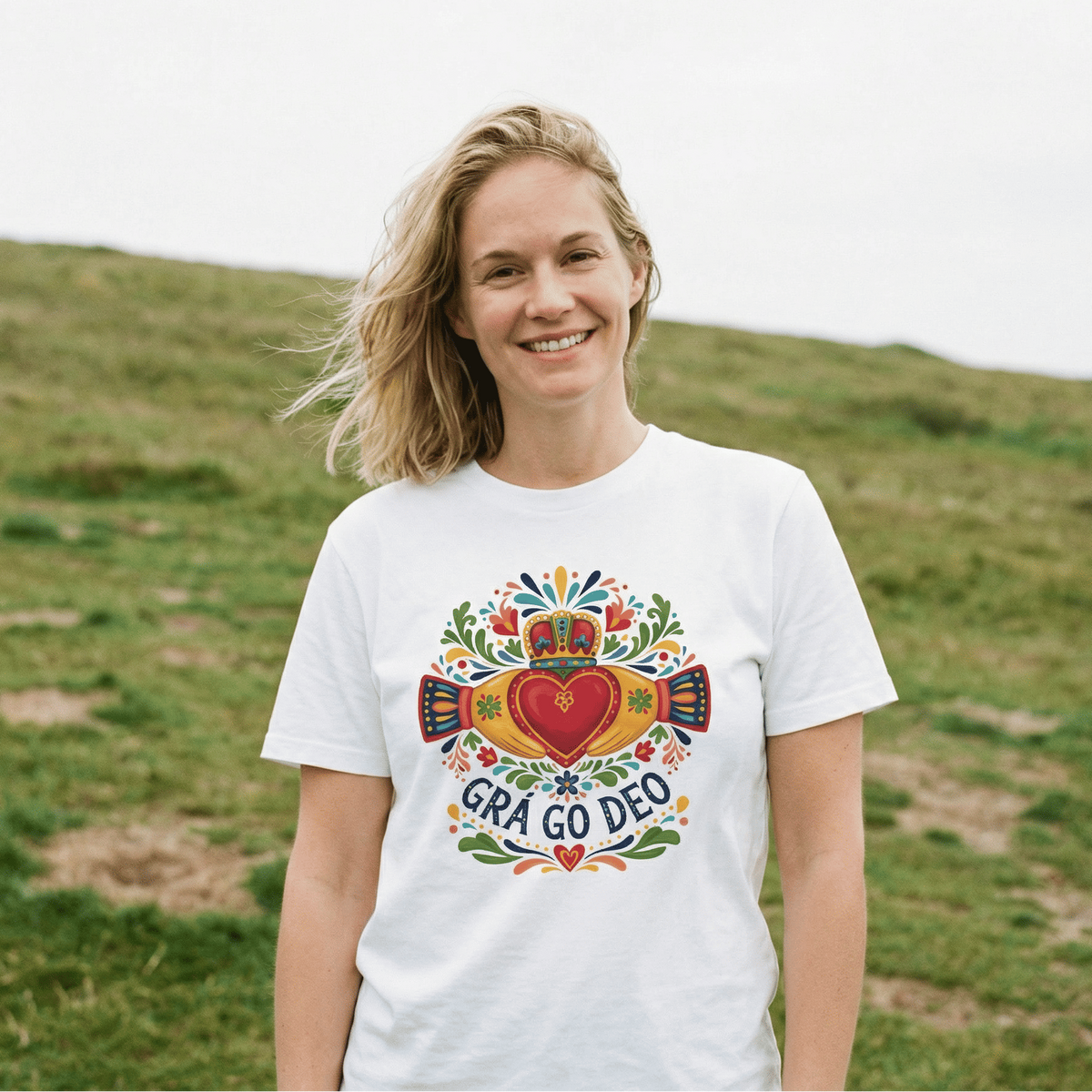 Eirin Apparel Women's T-Shirt White / S Women's Boho Claddagh 'Grá go Deo / Forever Love' Gaelic T-Shirt