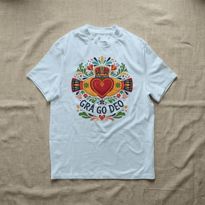 Eirin Apparel Women's T-Shirt Women's Boho Claddagh 'Grá go Deo / Forever Love' Gaelic T-Shirt