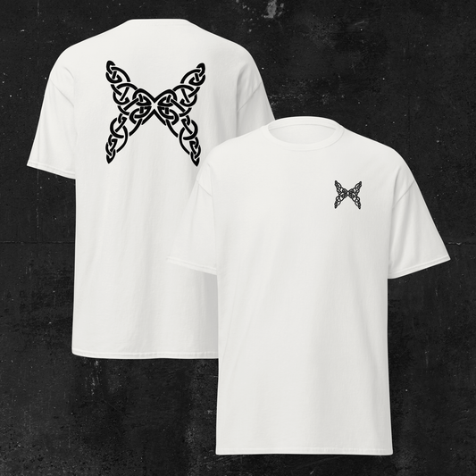 Eirin Apparel Women's T-Shirt Women's Celtic Butterfly (Back Print) Embroidered White T-Shirt