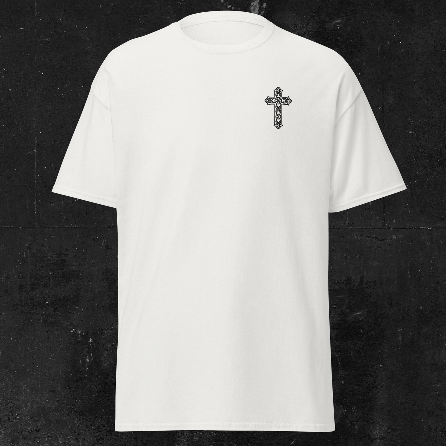 Eirin Apparel Women's T-Shirt Women's Celtic Cross (Back Print) Embroidered White T-Shirt