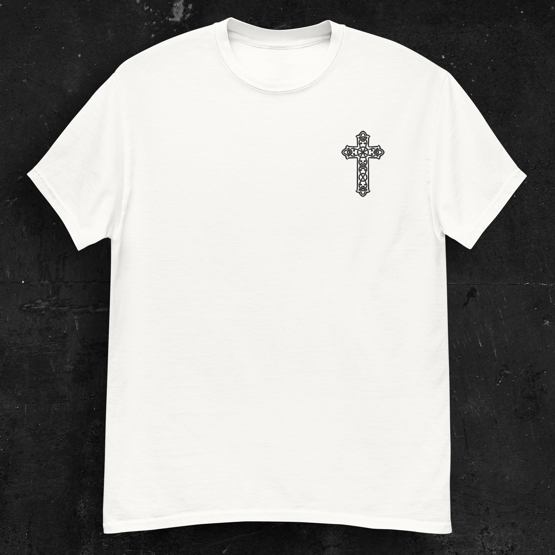 Eirin Apparel Women's T-Shirt Women's Celtic Cross Embroidered White T-Shirt