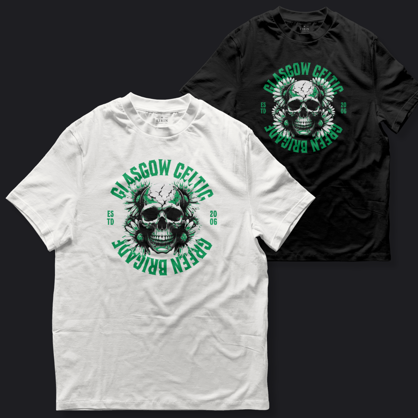 Eirin Apparel Women's T-Shirt Women's Celtic Green Brigade Skull T-Shirt