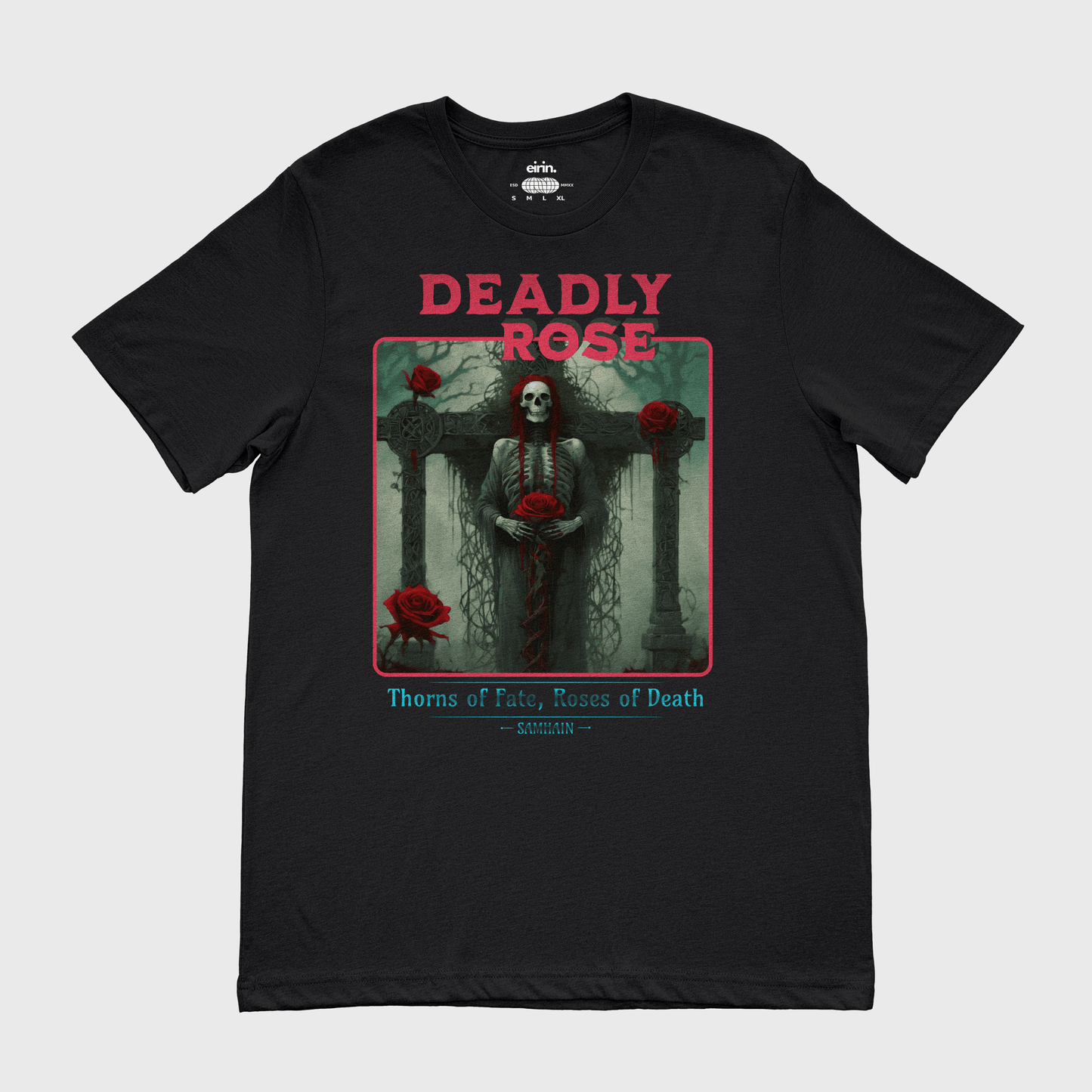 Eirin Apparel Women's T-Shirt Women's Deadly Irish Rose Samhain T-Shirt