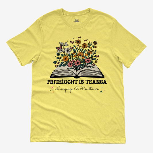Eirin Apparel Women's T-Shirt Yellow Haze / S Women’s 'Language Is Resistance' Gaelic T-Shirt