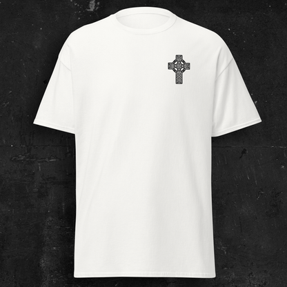 eirin. irish-streetwear Men's Celtic Cross Embroidered White T-Shirt