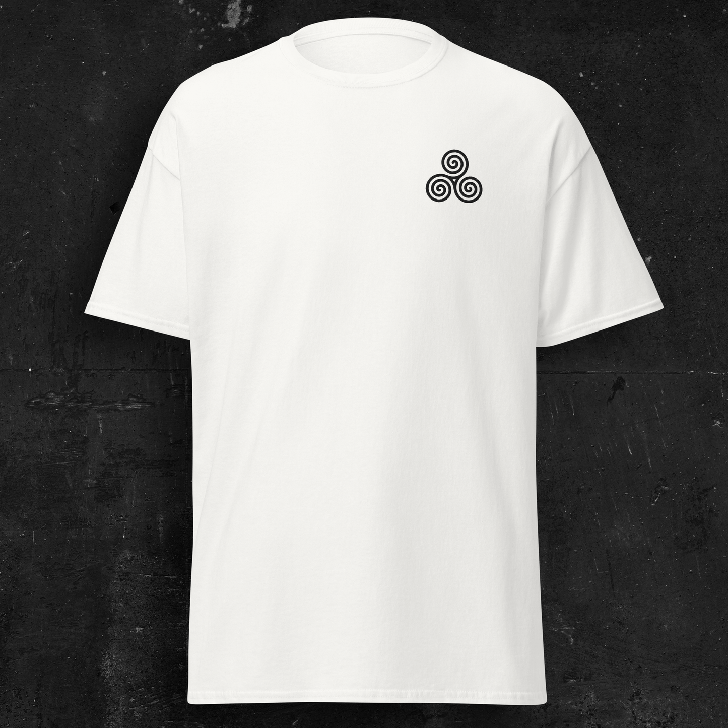 eirin. irish-streetwear Men's Celtic Triskelion Embroidered White T-Shirt