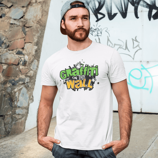 eirin. irish-streetwear Men's Graffiti On The Wall Irish Tricolour Celtic T-Shirt